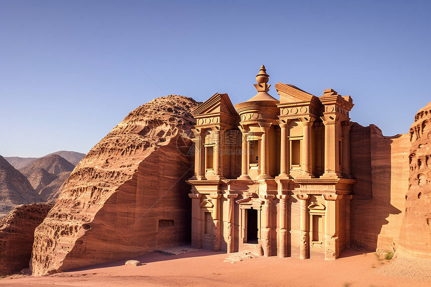 沙漠中神圣的岩石建筑图片