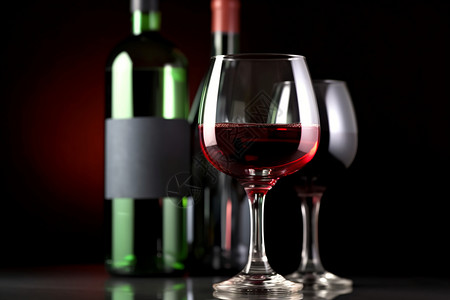 透明酒杯中高端红酒背景图片