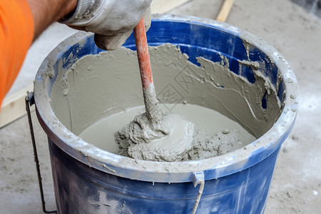 涂料桶装修现场的水泥涂料背景
