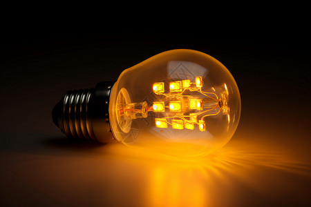 LED室内照明发光的黄色灯泡设计图片