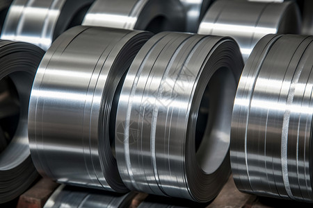 工业金属加工厂生产的钢卷高清图片