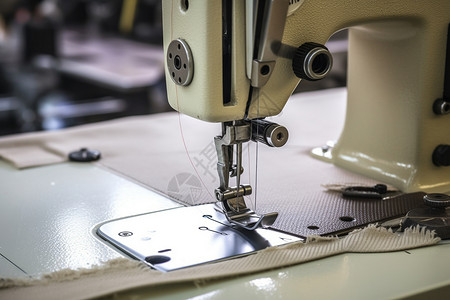 服装制造缝纫机上的布料背景