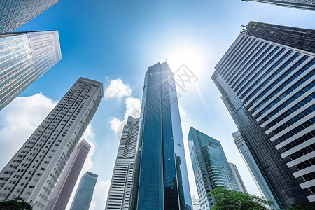 城市金融区的摩天大楼高清图片
