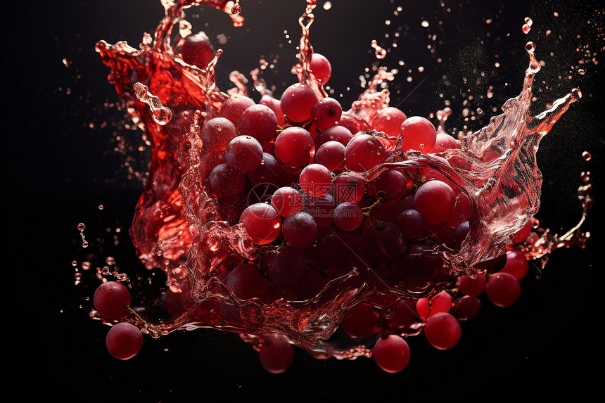 完美融合的葡萄和液体图片