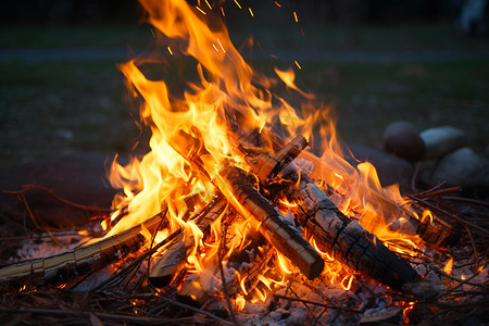 户外取暖燃烧的柴火背景图片