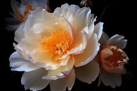 夏季花园中绽放的牡丹花花朵背景图片