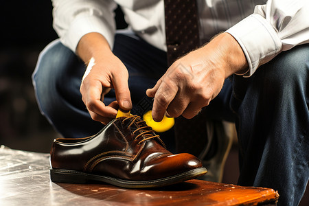 刷鞋油的商务男士高清图片