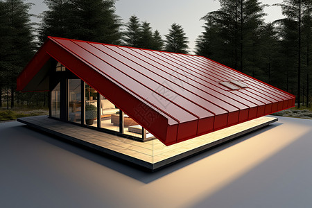 红色金属屋顶设计图片