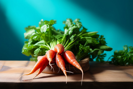 新鲜采摘的胡萝卜蔬菜背景图片