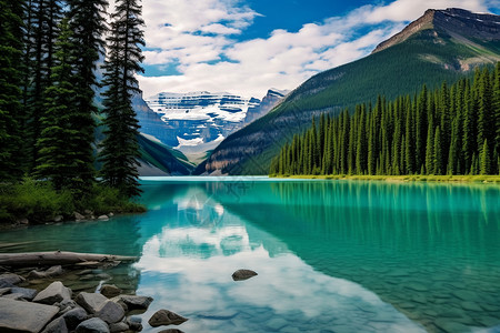 湖光山色自然的绘画背景图片