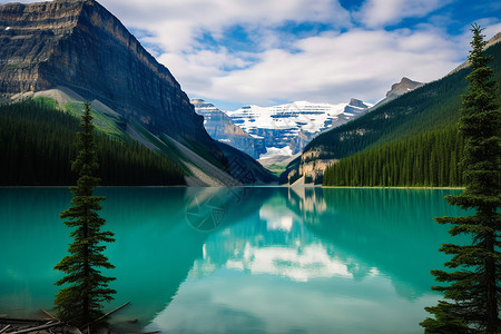 蓝湖的自然美景背景图片