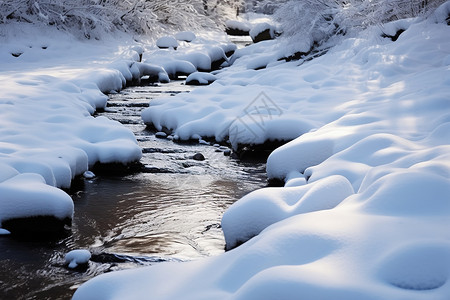 冬日溪流背景图片