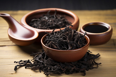 自然的黑茶木碗芳香的高清图片