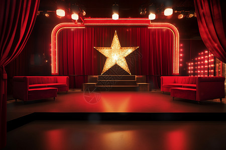 炫舞复古素材红色舞台上的明星背景