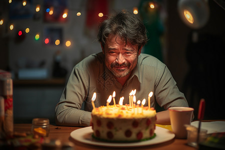 男子独自庆祝生日背景图片