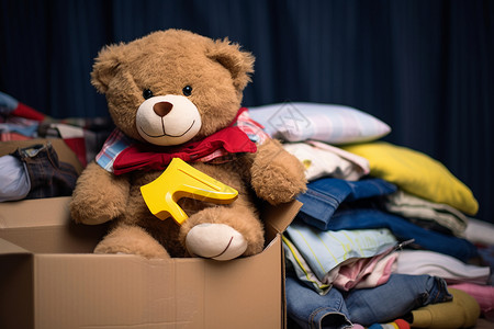 捐赠衣服可爱的泰迪熊背景