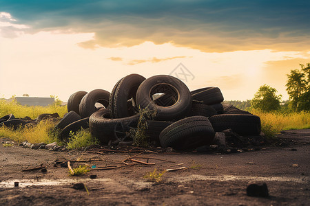 污染之源废弃之地的车胎背景