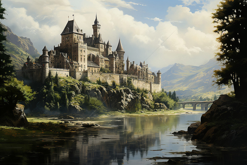 城堡便的河图片