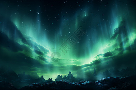 冰岛水晶宫极光中的云彩插画