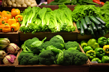 市集上多种蔬菜背景图片