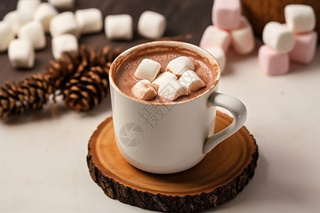 清香浓郁的棉花糖热巧克力背景图片