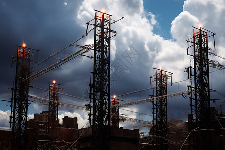 建筑的高压电塔背景图片