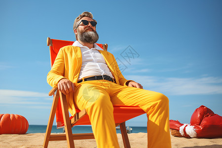 户外沙滩上休息的男人背景图片