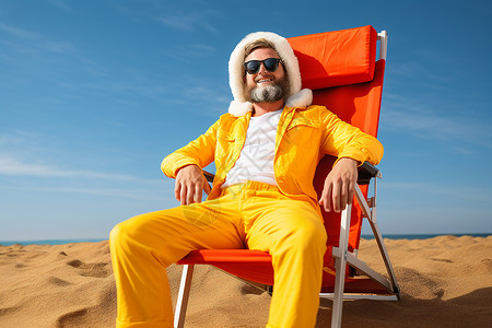 沙滩上休息的男人背景图片