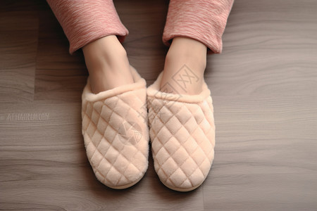 加棉素材室内舒适的加棉拖鞋背景