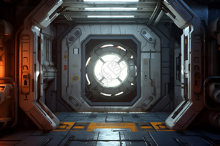 星际中的未来空间站入口背景图片