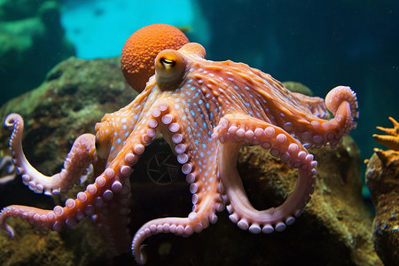 章鱼保罗水生生物的野生大章鱼背景