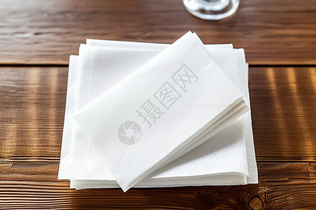 餐桌上的白色餐巾纸背景图片