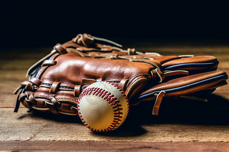 竞赛运动的棒球手套和棒球高清图片