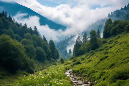 万物生长艺术字夏季万物生长的美景背景