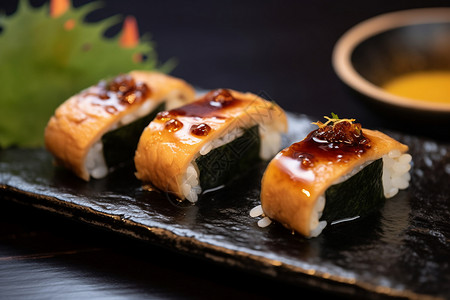 日式蒲烧鳗鱼美味的鳗鱼寿司背景