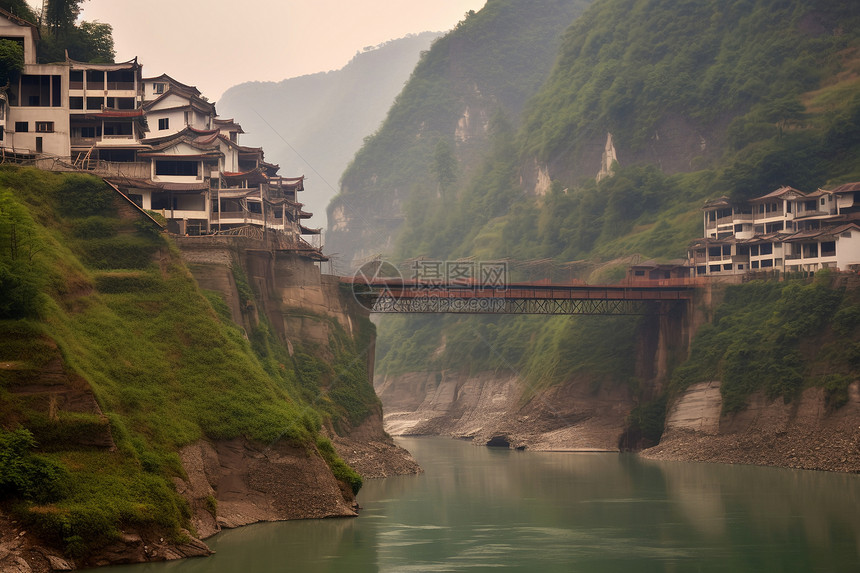 峡谷河流上的桥梁图片