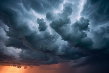 暴雨前天空中的乌云云层背景图片