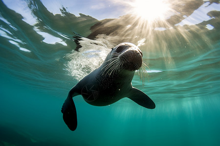 海豹游泳水下自由的海狮背景