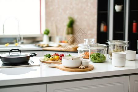 现代厨房的美食创作高清图片