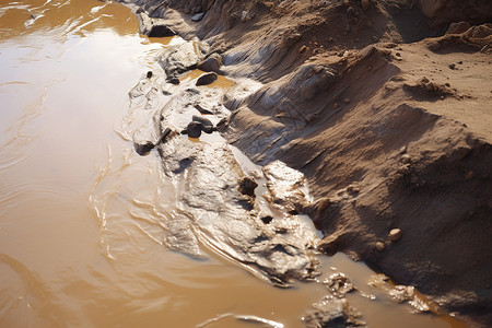 泥泞污染的河水高清图片