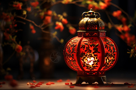 红色中式装饰传统美丽的红色灯笼背景