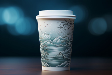 河流图案美丽的风格咖啡杯背景