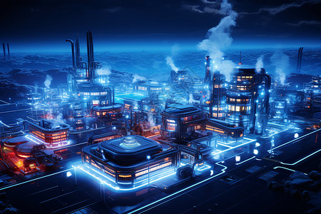 科技的夜晚城市背景图片