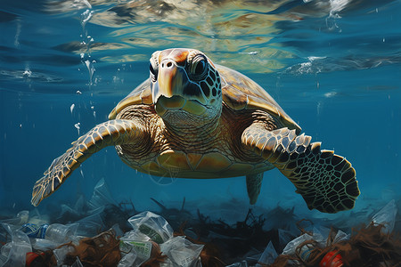海洋游泳的海龟背景图片