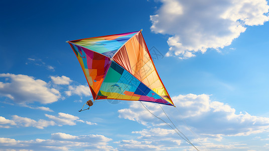 彩色四边形边框绚丽高飞五彩斑斓的风筝背景