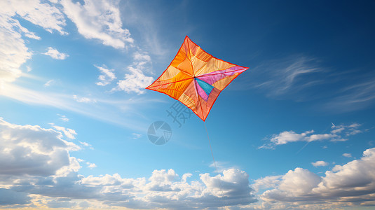 彩色四边形边框飞翔的五彩风筝背景
