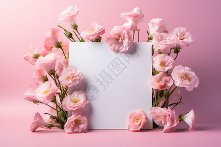花朵围绕的白纸高清图片