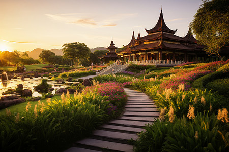 美丽的皇家宫殿花园背景图片