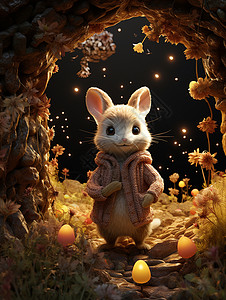 小兔子的奇幻冒险背景图片