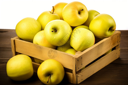一箱子苹果金黄色的苹果背景